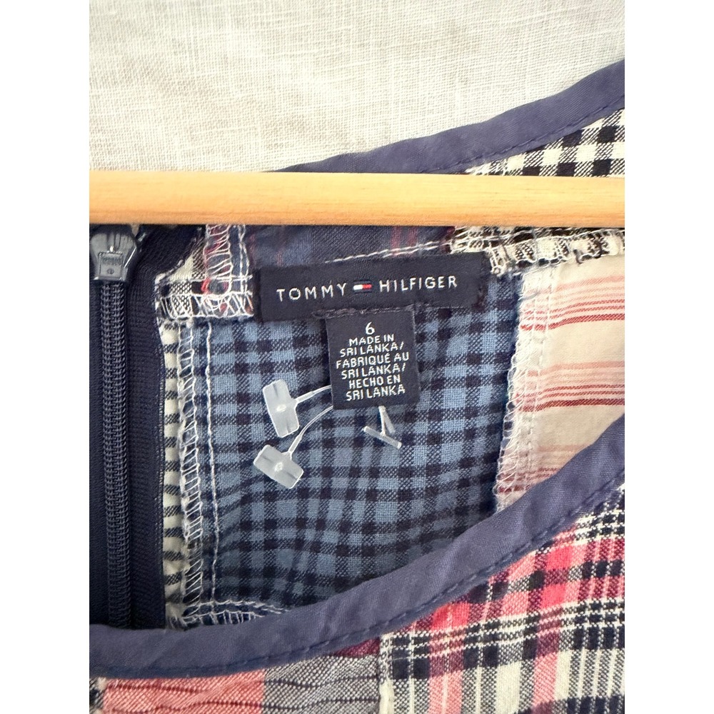 Tommy Hilfiger Patchwork Dress Womens Multicolor Plaid Gingham Mini Size 6 - Picture 3 of 4